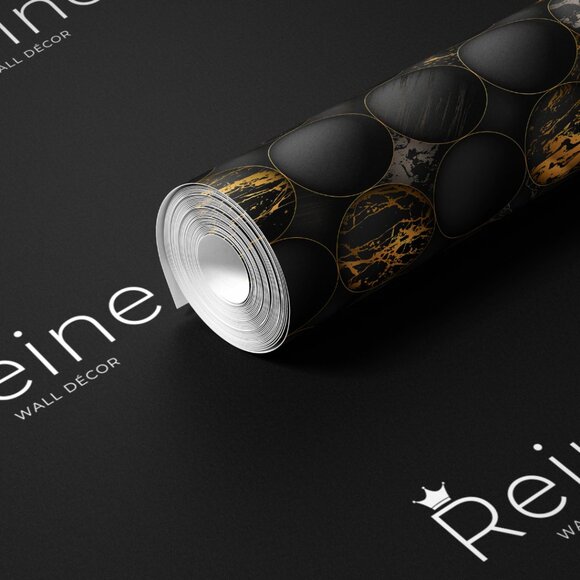 3D Gold and Black Brushed Metallic Orbs Wallpaper - Picture 2 of 9